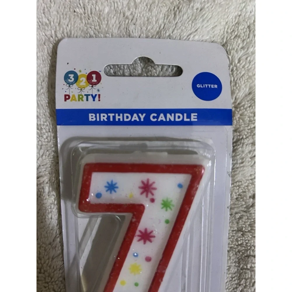 321‎ Party Glitter Birthday Candle 7! New! Seven!